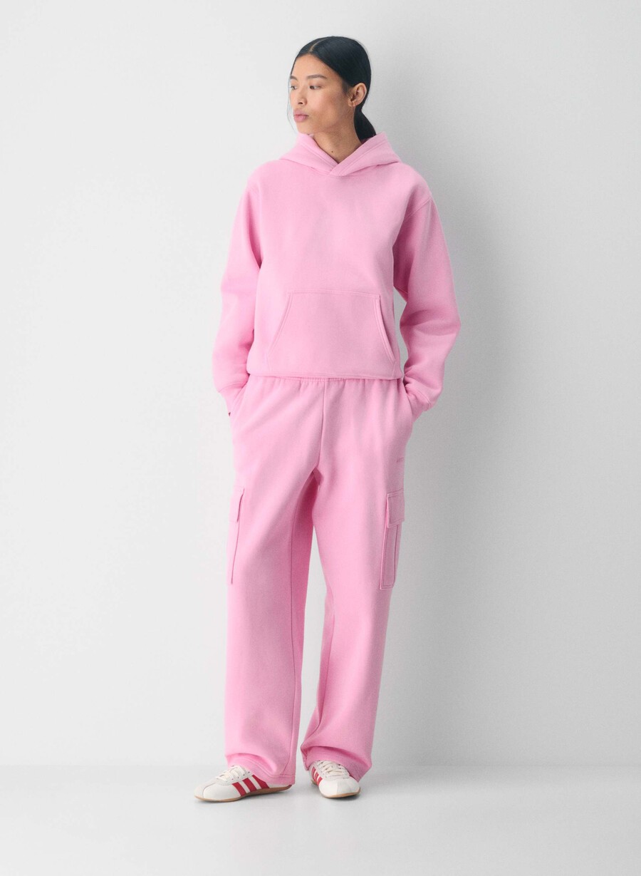cozy sweatfleece mega cargo joggebukse morganite rosa