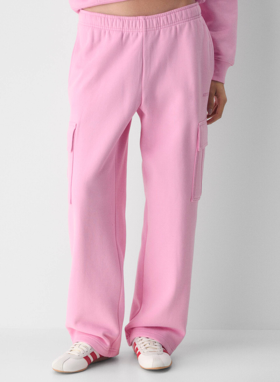 cozy sweatfleece mega cargo joggebukse morganite rosa
