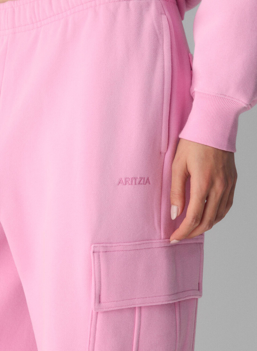 cozy sweatfleece mega cargo joggebukse morganite rosa