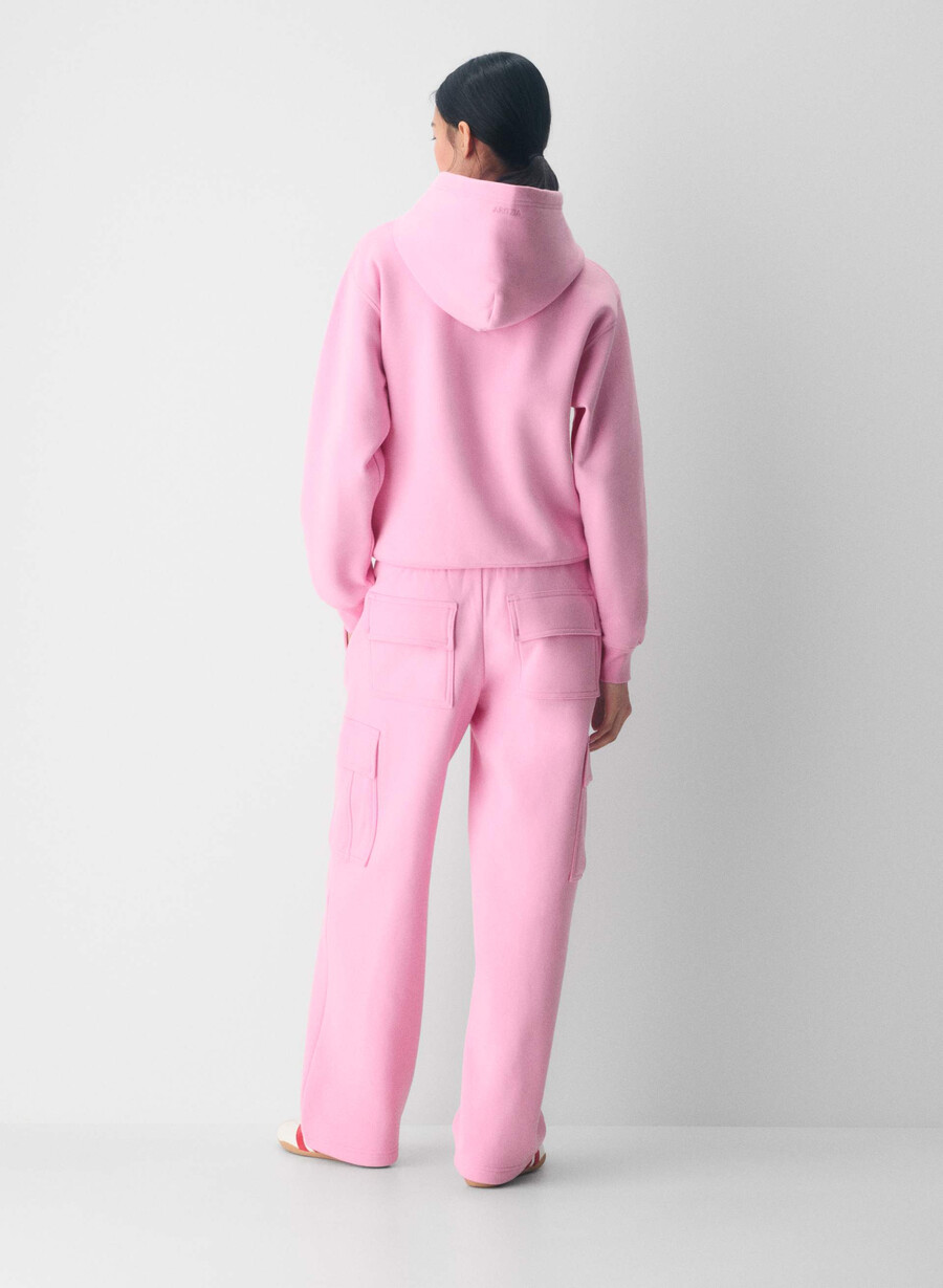 cozy sweatfleece mega cargo joggebukse morganite rosa
