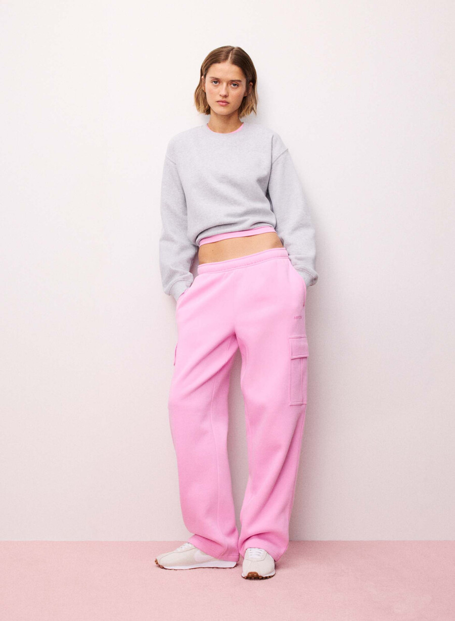 cozy sweatfleece mega cargo joggebukse morganite rosa