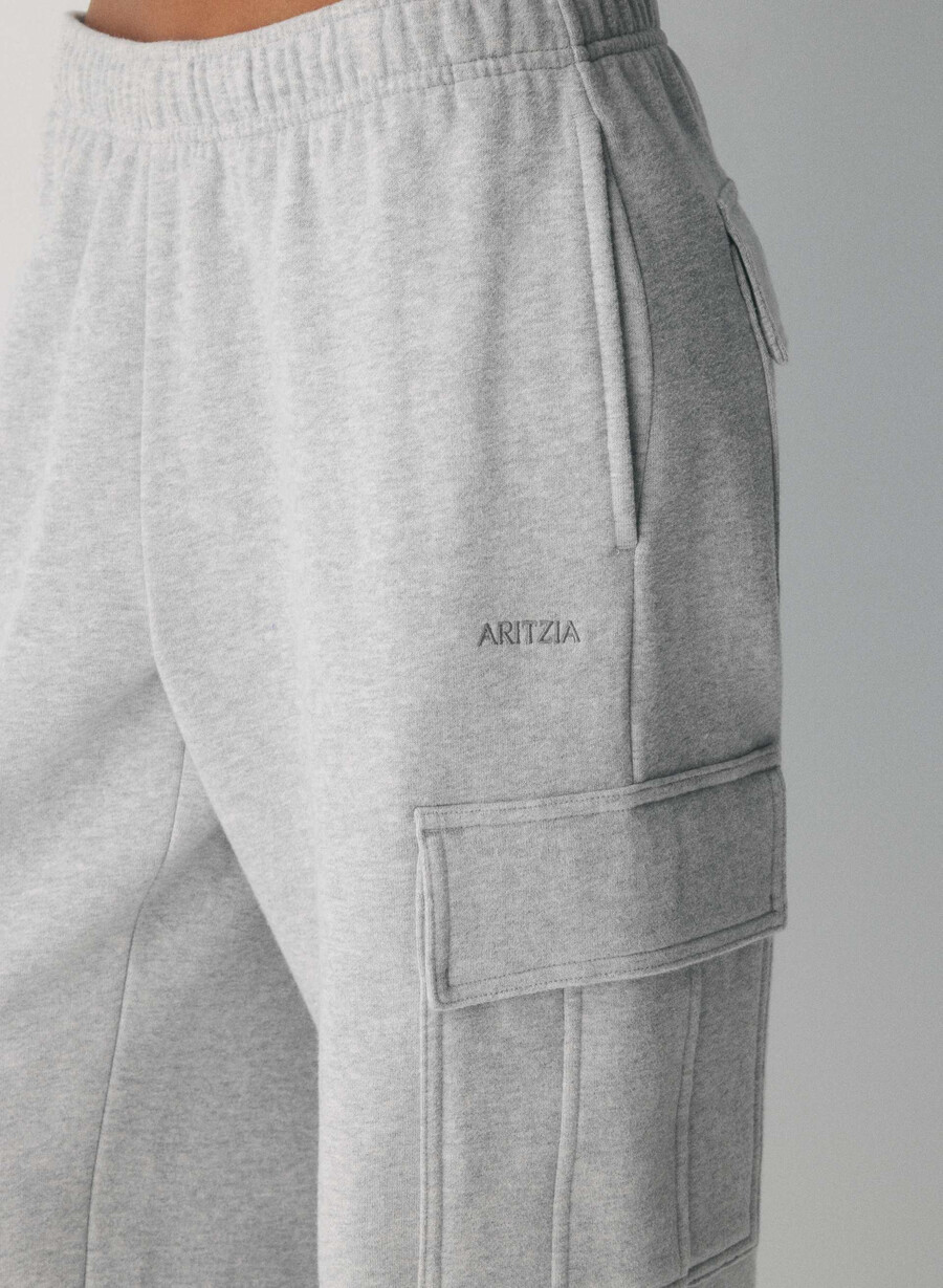 cozy sweatfleece mega cargo joggebukse i melange krom