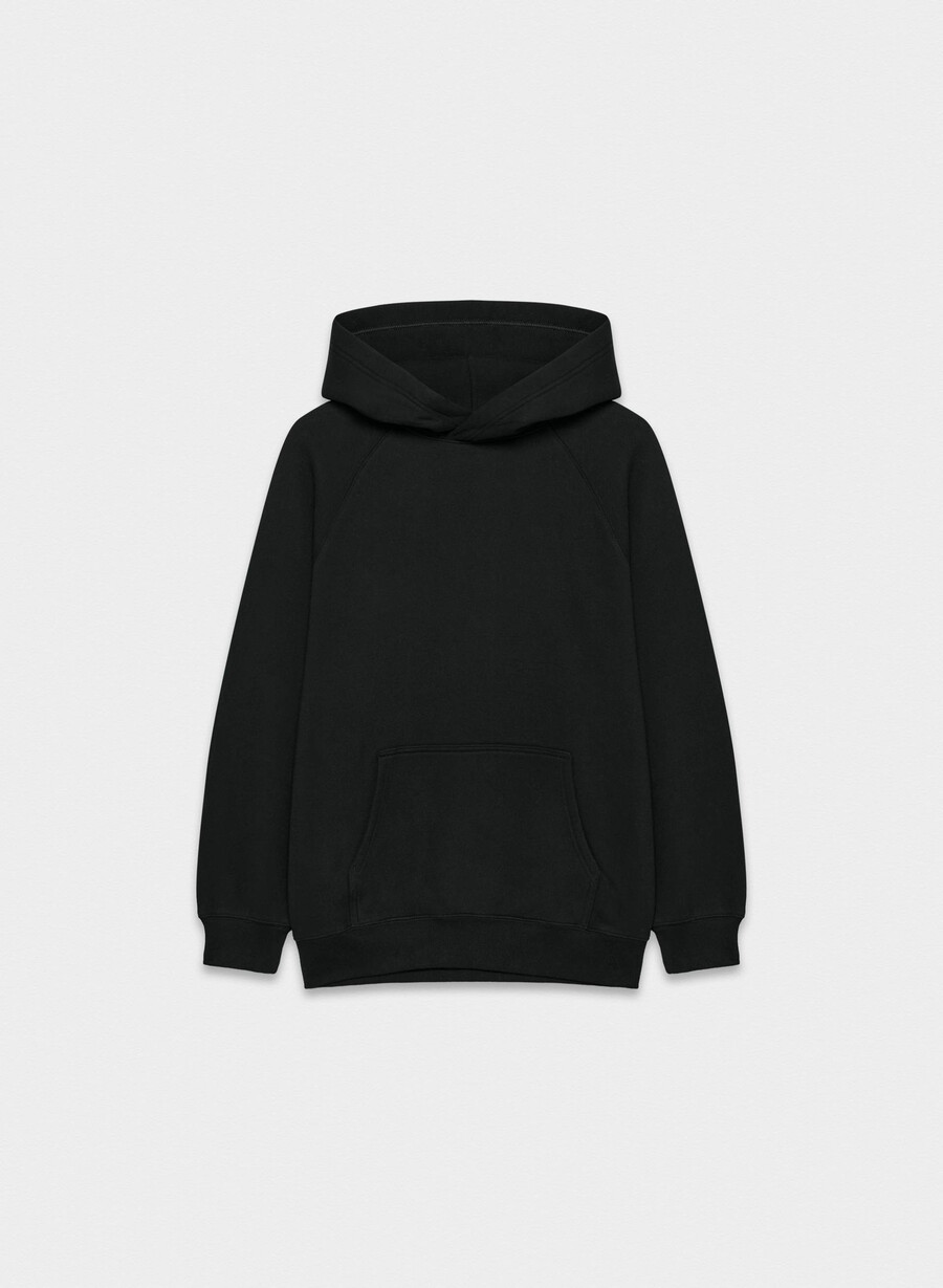 koselig fleece mega raglan hettegenser i svart