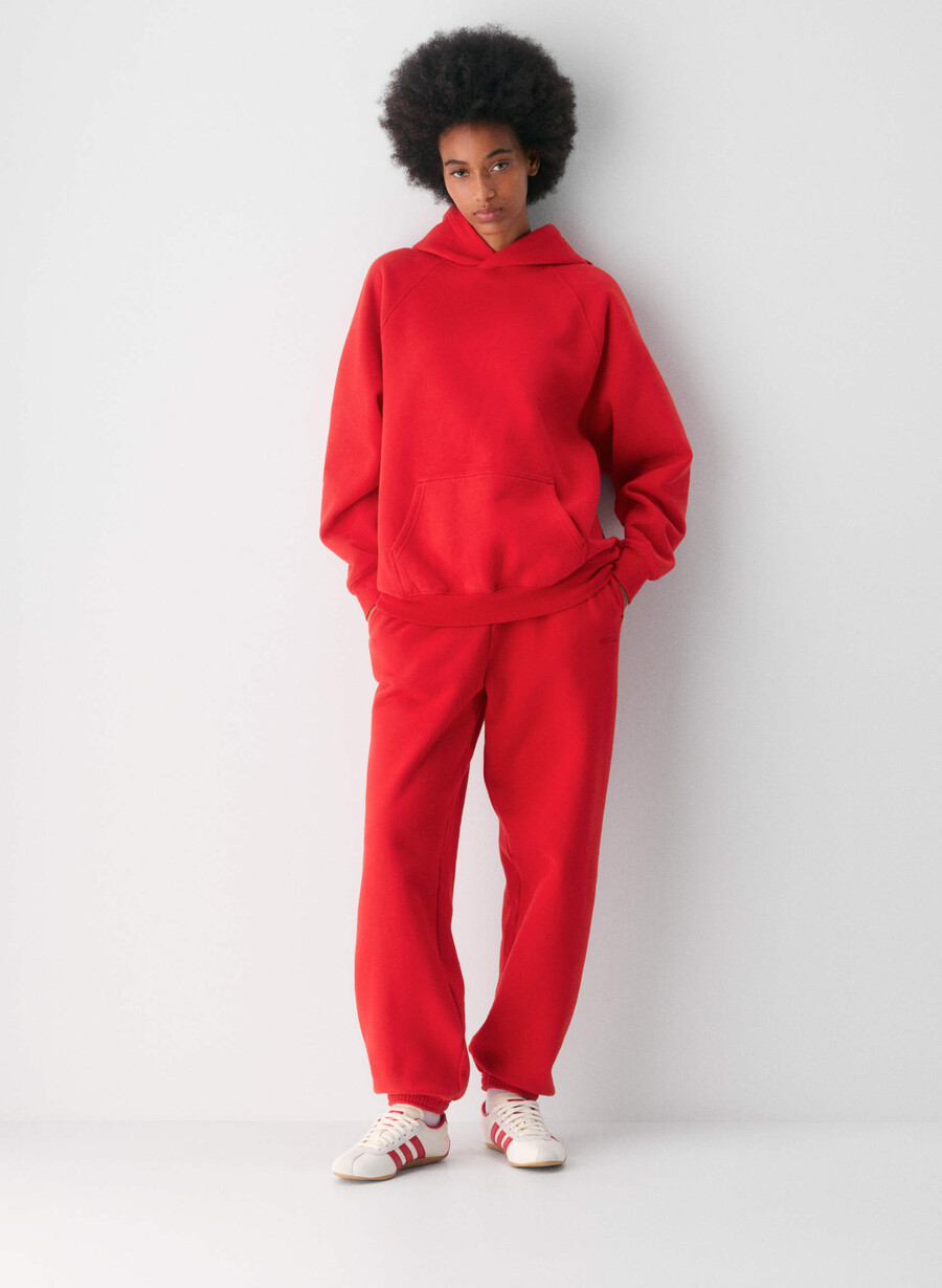 koselig fleece mega raglan-hettegenser i blinkende rødt