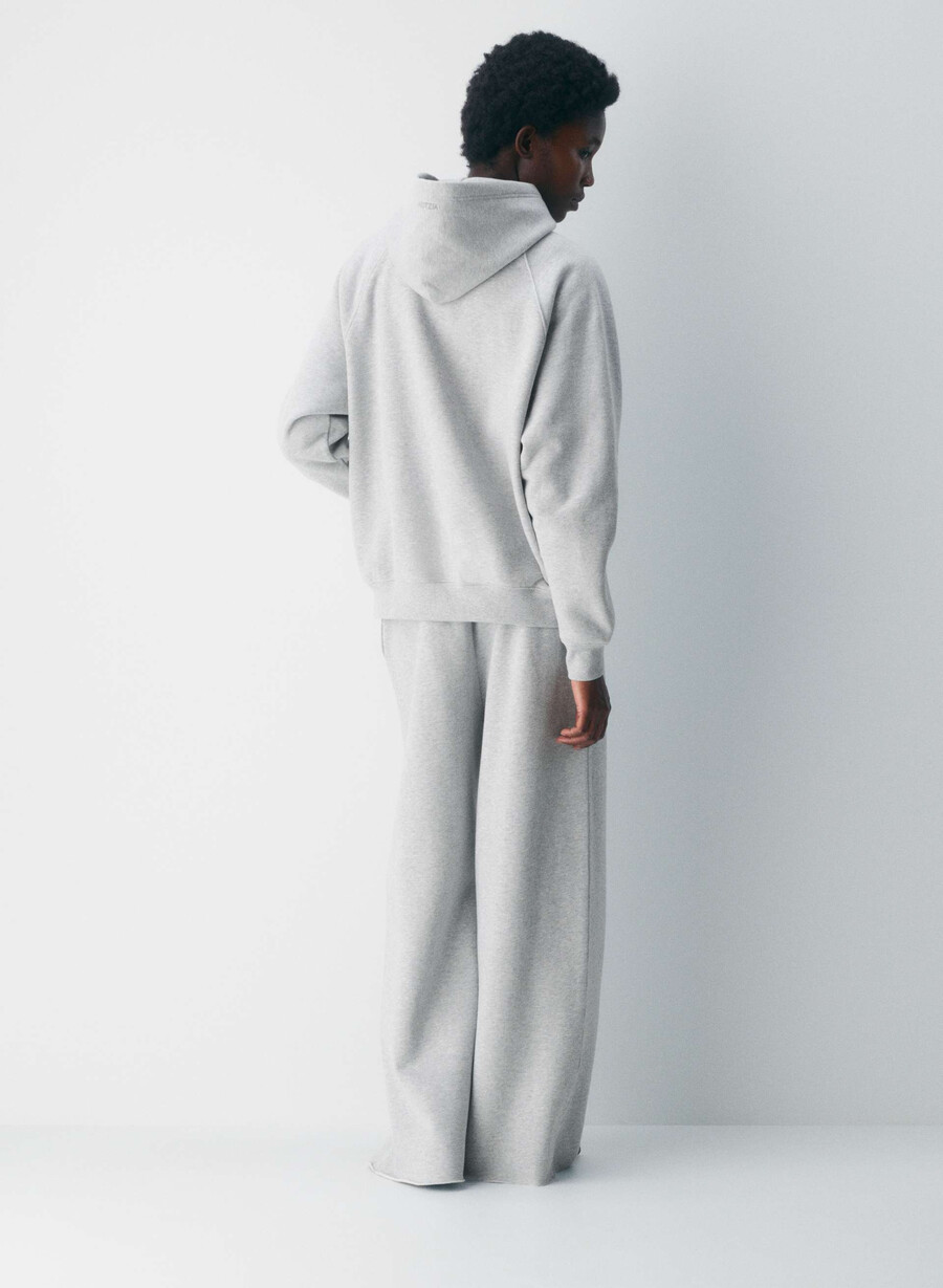 koselig hettegenser i fleece mega raglan i melange krom