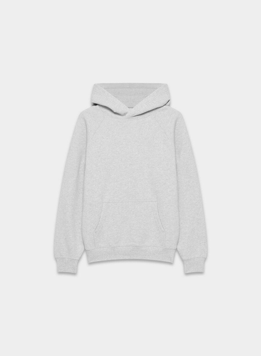 koselig hettegenser i fleece mega raglan i melange krom