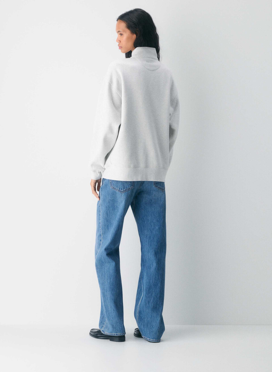 koselig fleece-genser med 12 glidelås i heather cloud white