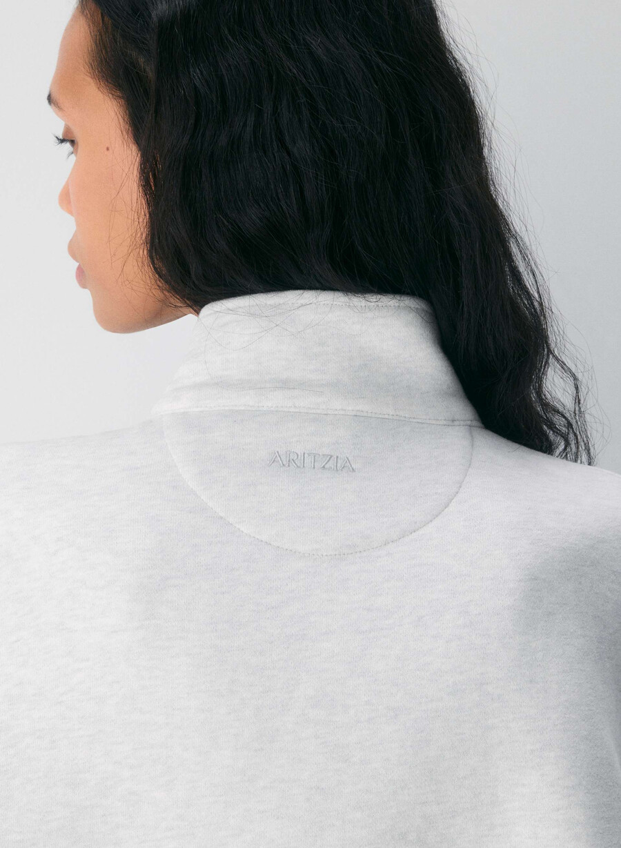 koselig fleece-genser med 12 glidelås i heather cloud white