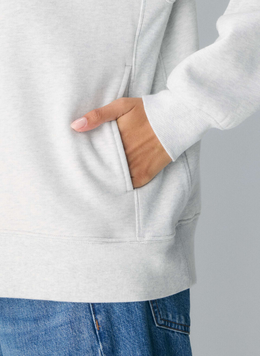 koselig fleece-genser med 12 glidelås i heather cloud white