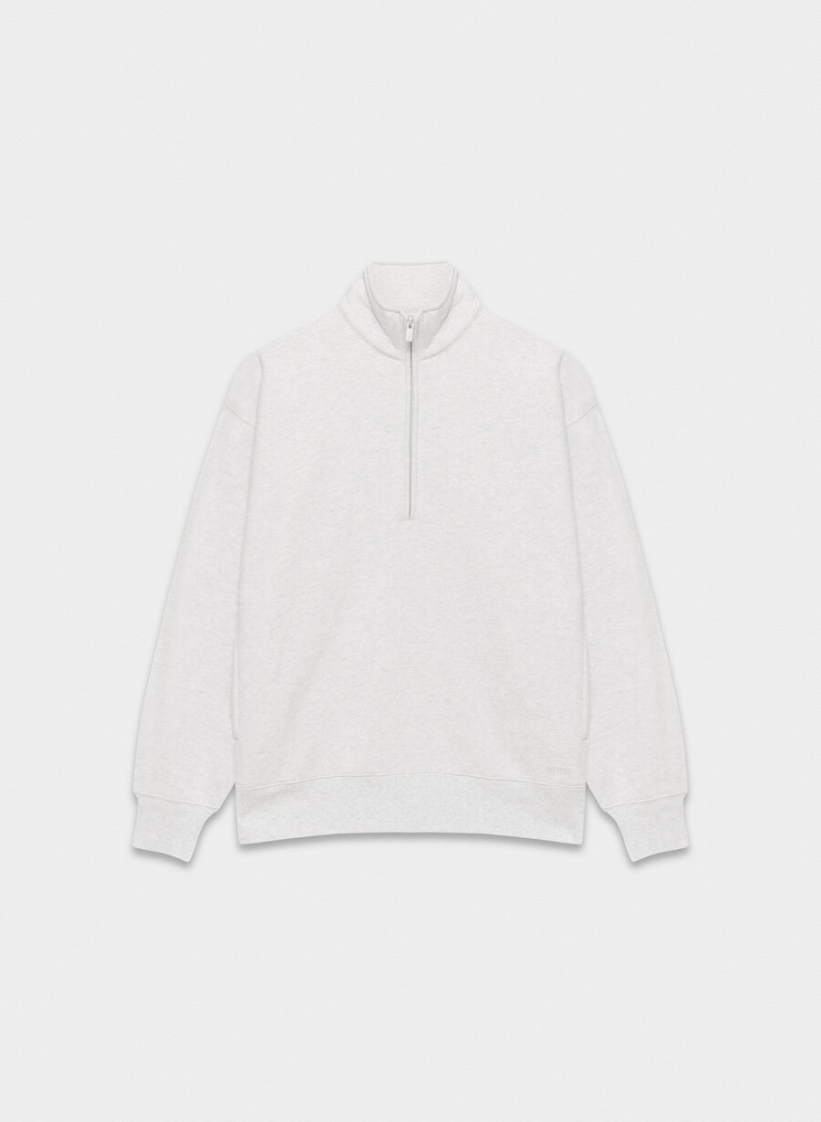 koselig fleece-genser med 12 glidelås i heather cloud white