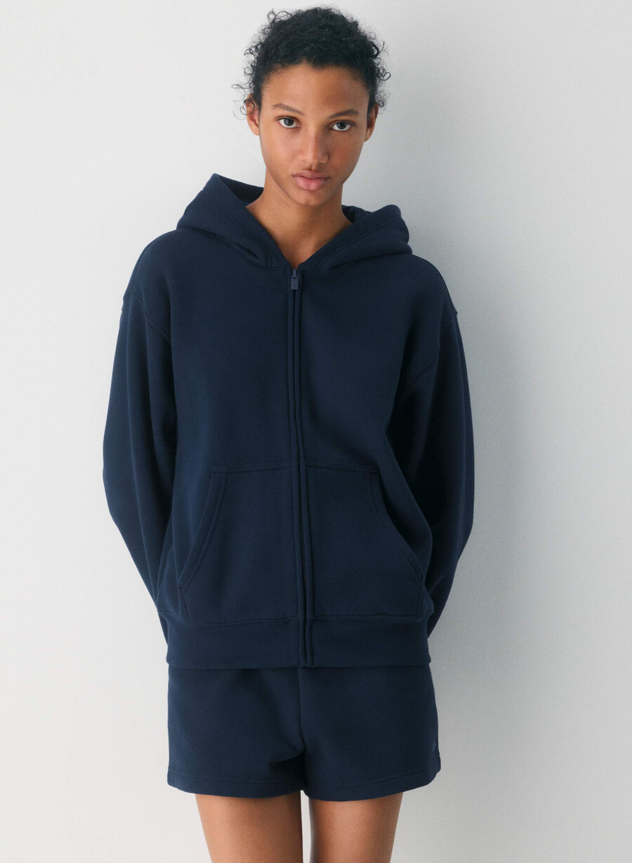 koselig fleece-hettegenser med glidelås admiral