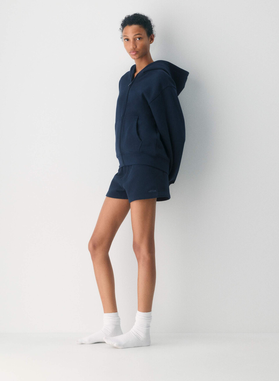 koselig fleece-hettegenser med glidelås admiral