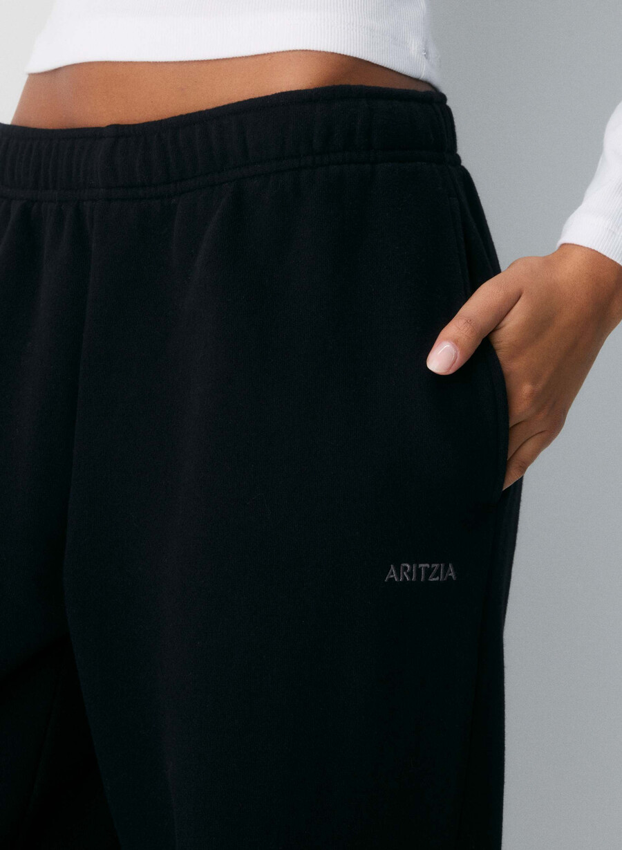 cozy sweatfleece mega straight joggebukse svart