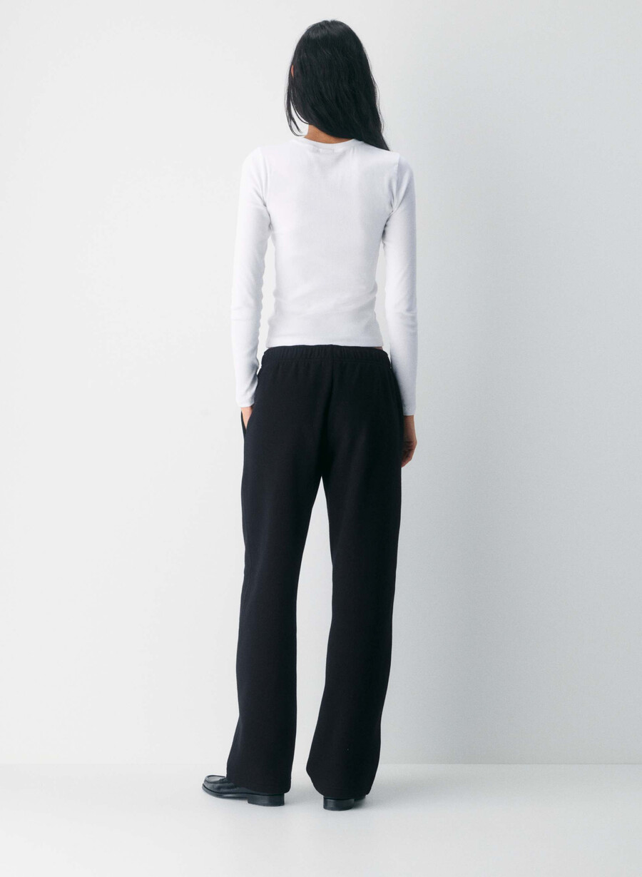 cozy sweatfleece mega straight joggebukse svart