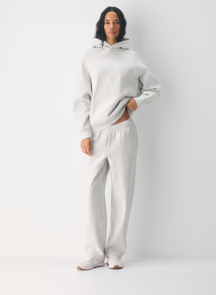 cozy sweatfleece mega straight joggebukse hvit