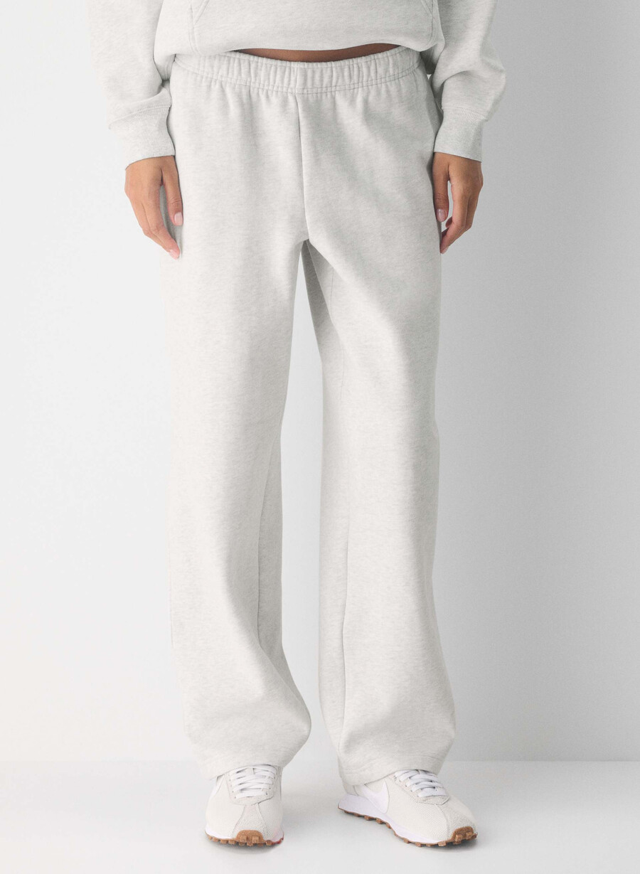 cozy sweatfleece mega straight joggebukse hvit