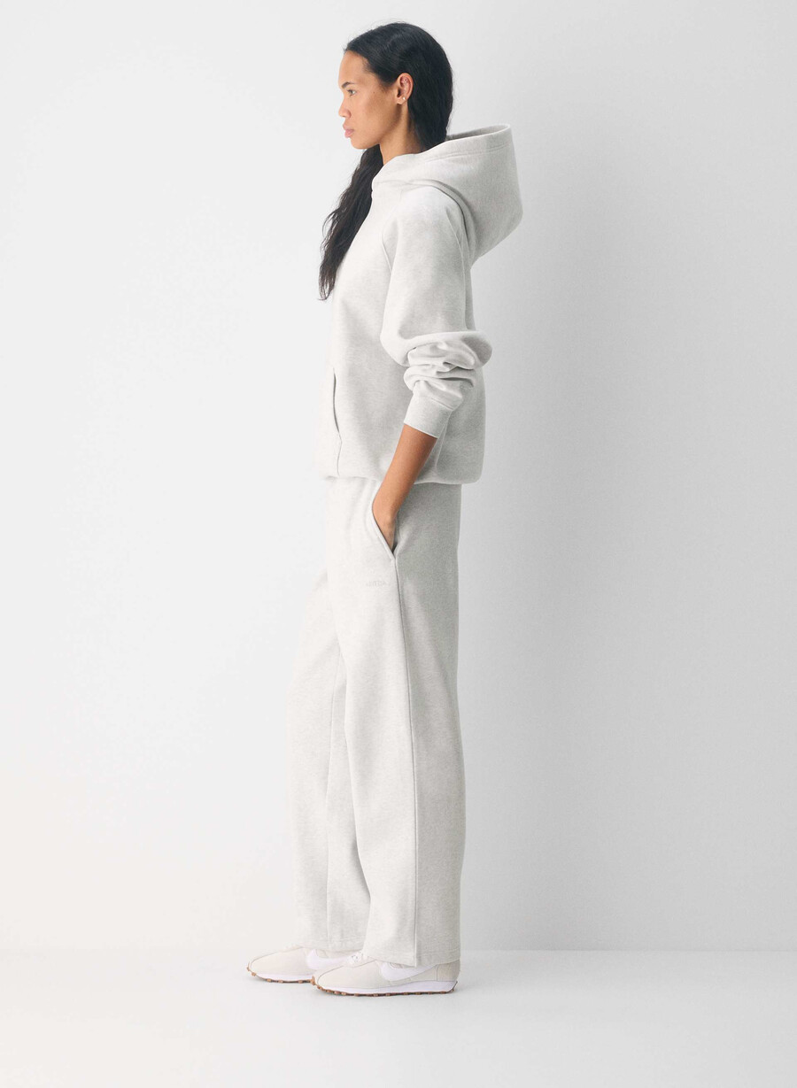 cozy sweatfleece mega straight joggebukse hvit