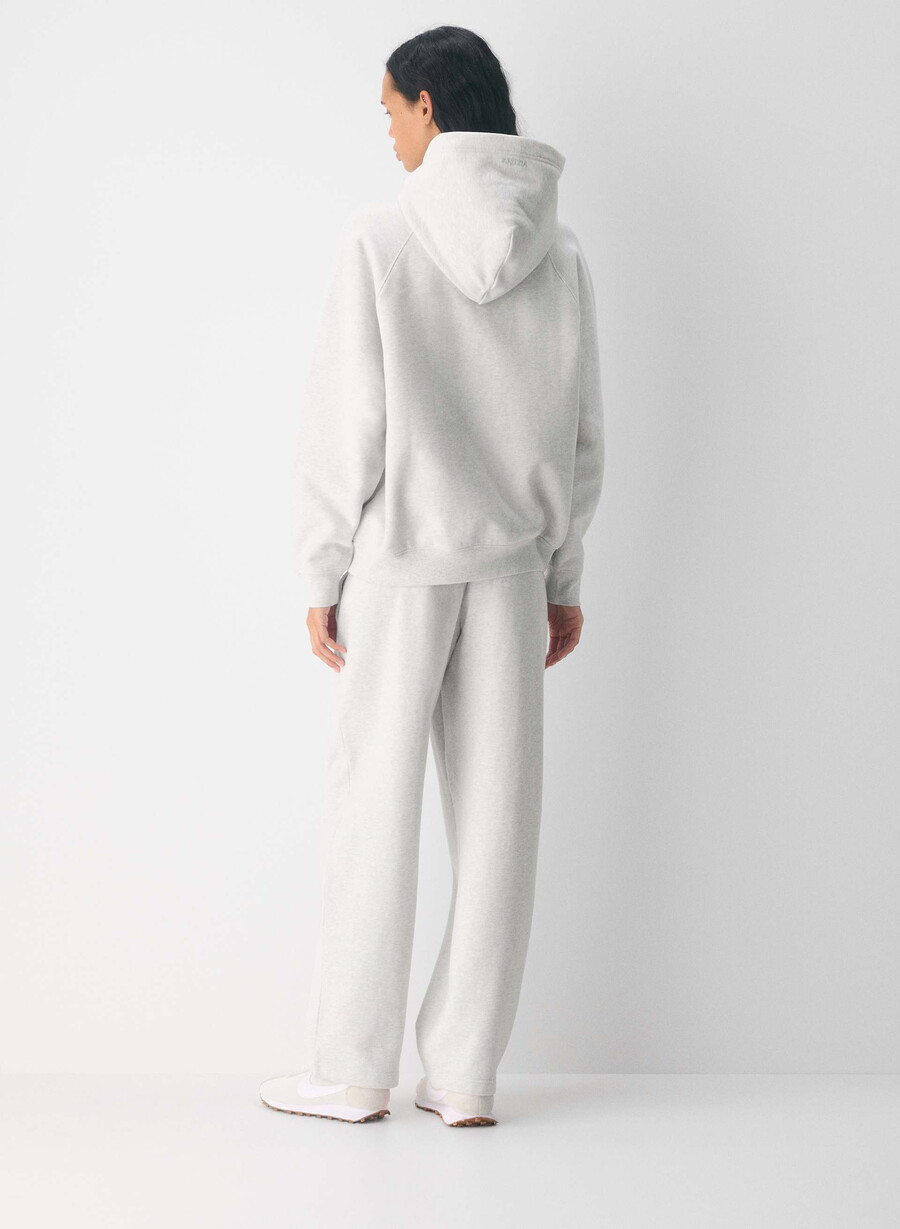 cozy sweatfleece mega straight joggebukse hvit
