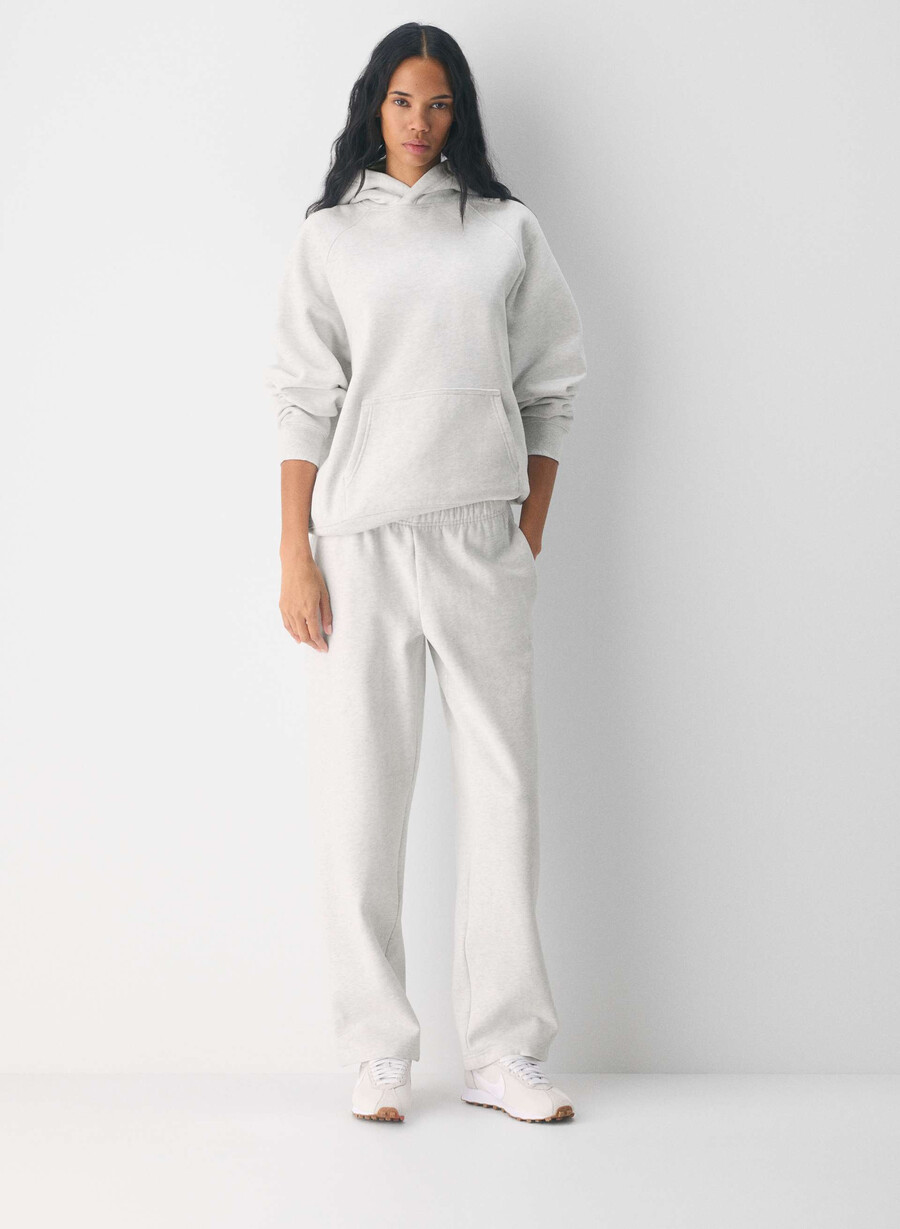 cozy sweatfleece mega straight joggebukse hvit