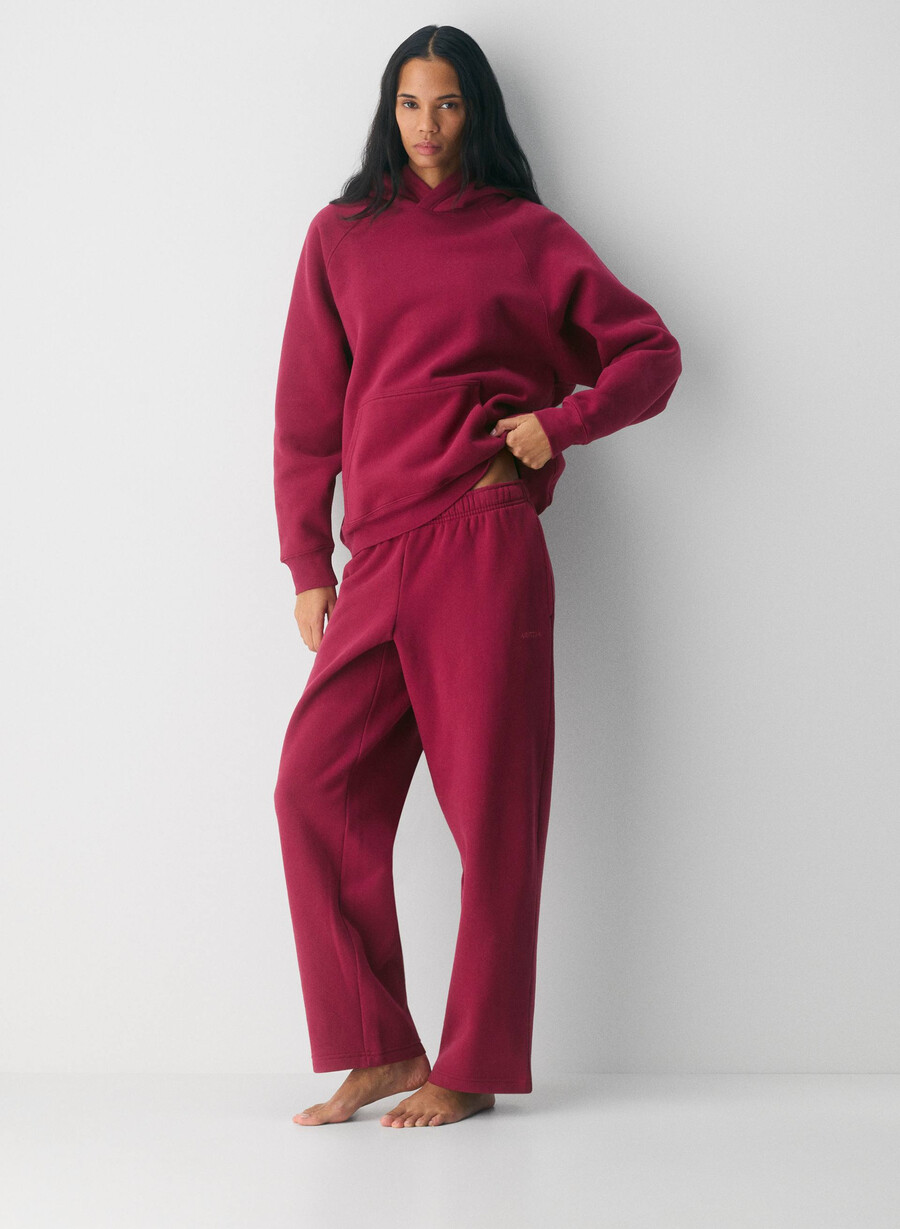 cozy sweatfleece mega straight joggebukse juicy rose