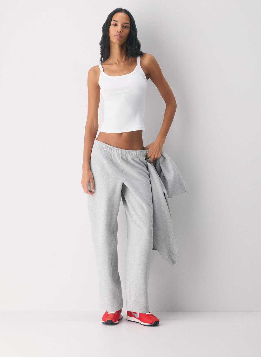 cozy sweatfleece mega straight joggebukse meleret krom