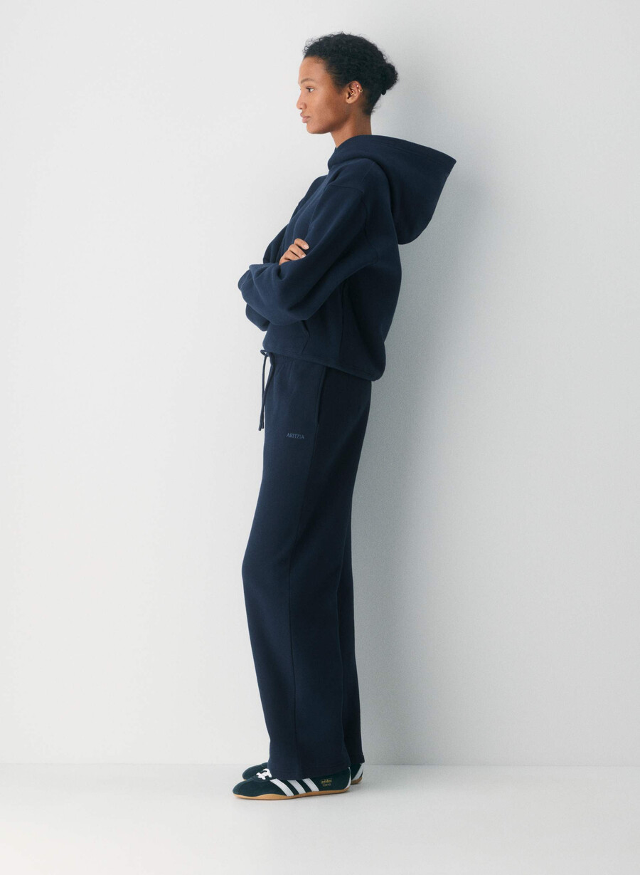 koselig fleece boyfriend bred joggebukse admiral