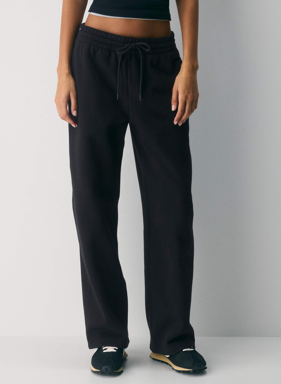 koselig svettefleece boyfriend bred joggebukse svart