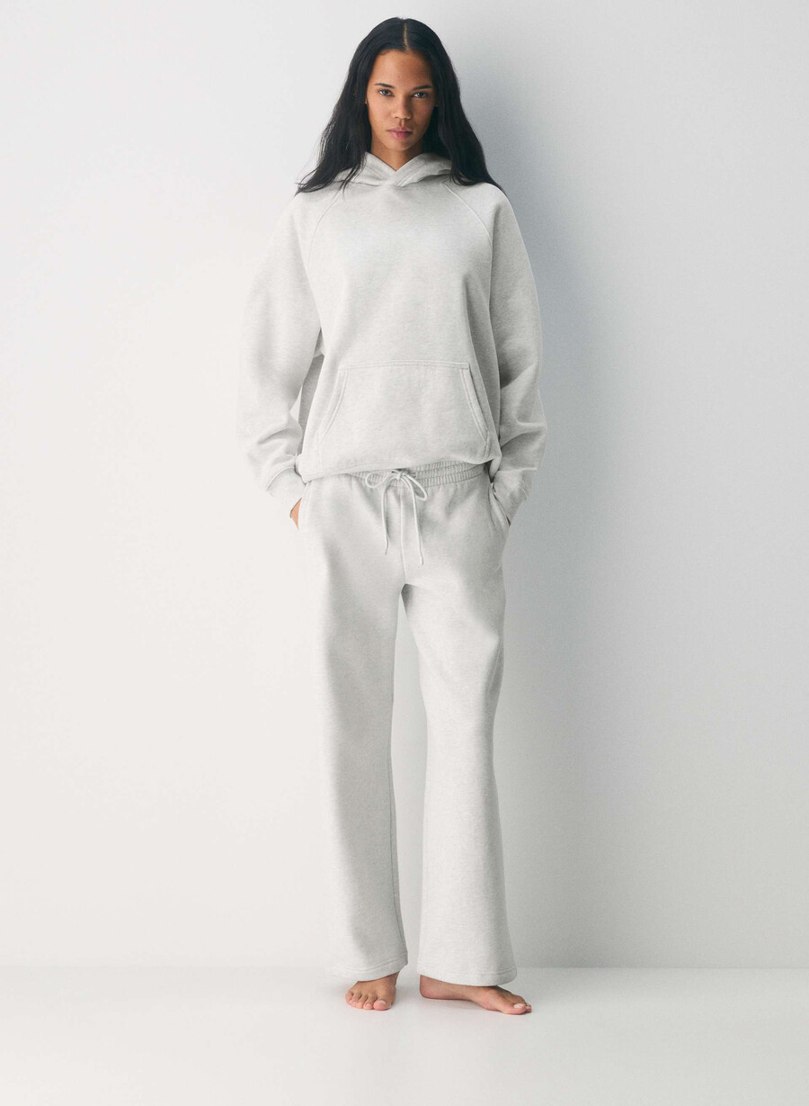 koselig svettefleece kjæreste bred joggebukse heather cloud white