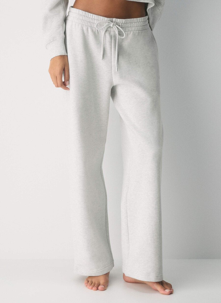 koselig svettefleece kjæreste bred joggebukse heather cloud white