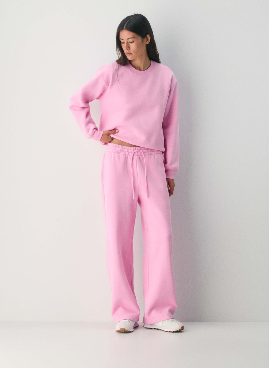 koselig fleece boyfriend bred joggebukse morganittrosa