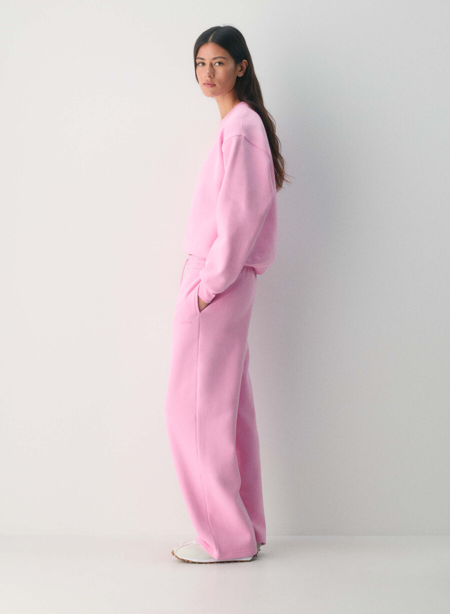 koselig fleece boyfriend bred joggebukse morganittrosa