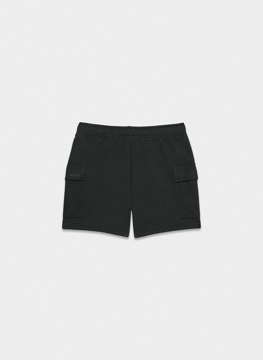 koselig svettefleece mega cargo mid-thigh short svart
