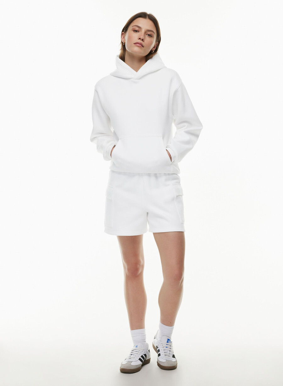 koselig svettefleece mega cargo mid-thigh short hvit