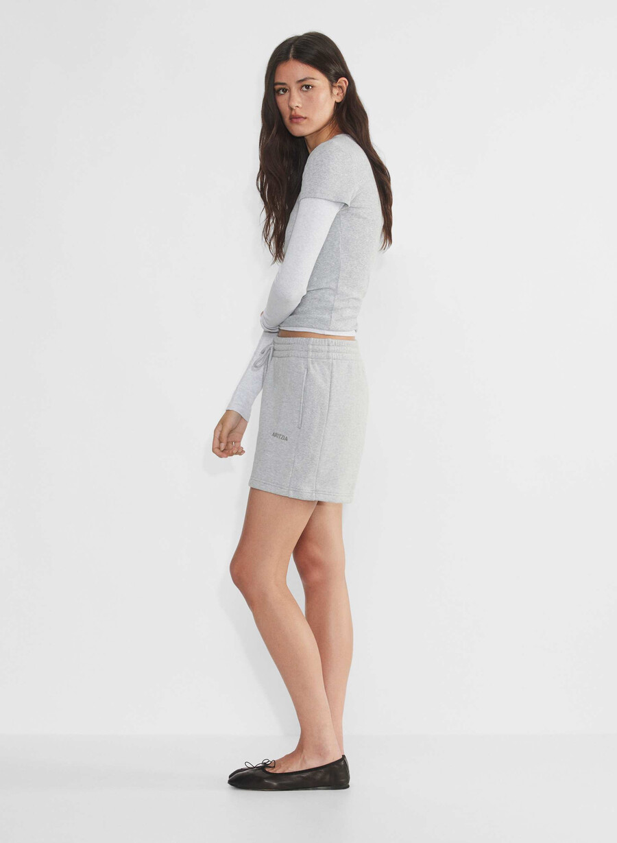 koselig sweatfleece boyfriend midtlårsshorts heather chrome
