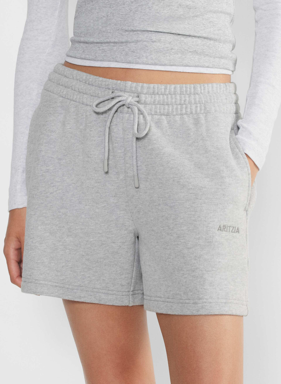 koselig sweatfleece boyfriend midtlårsshorts heather chrome