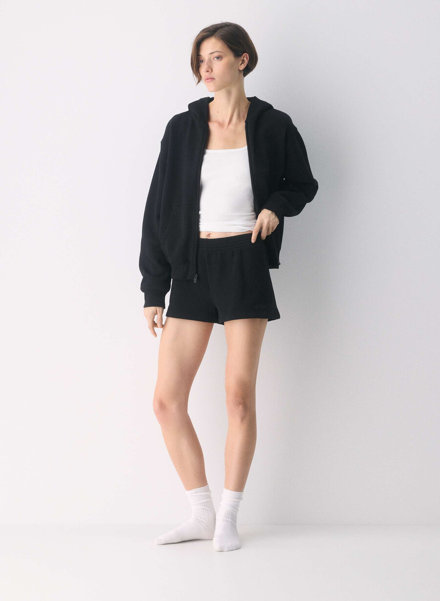 koselig svettefleece perfekt mikroshorts svart