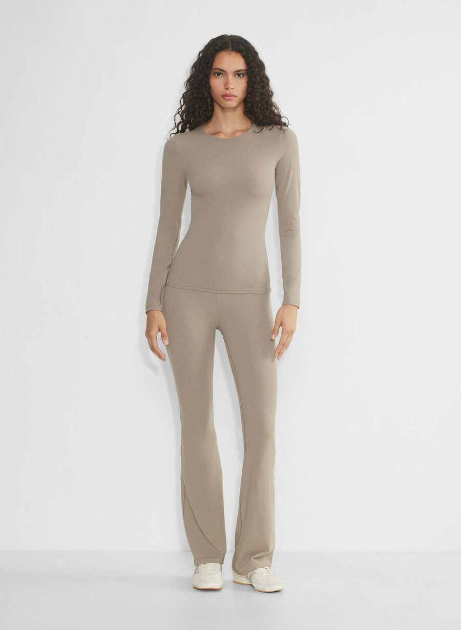 butter frekk høy-rise flare leggings nomad taupe