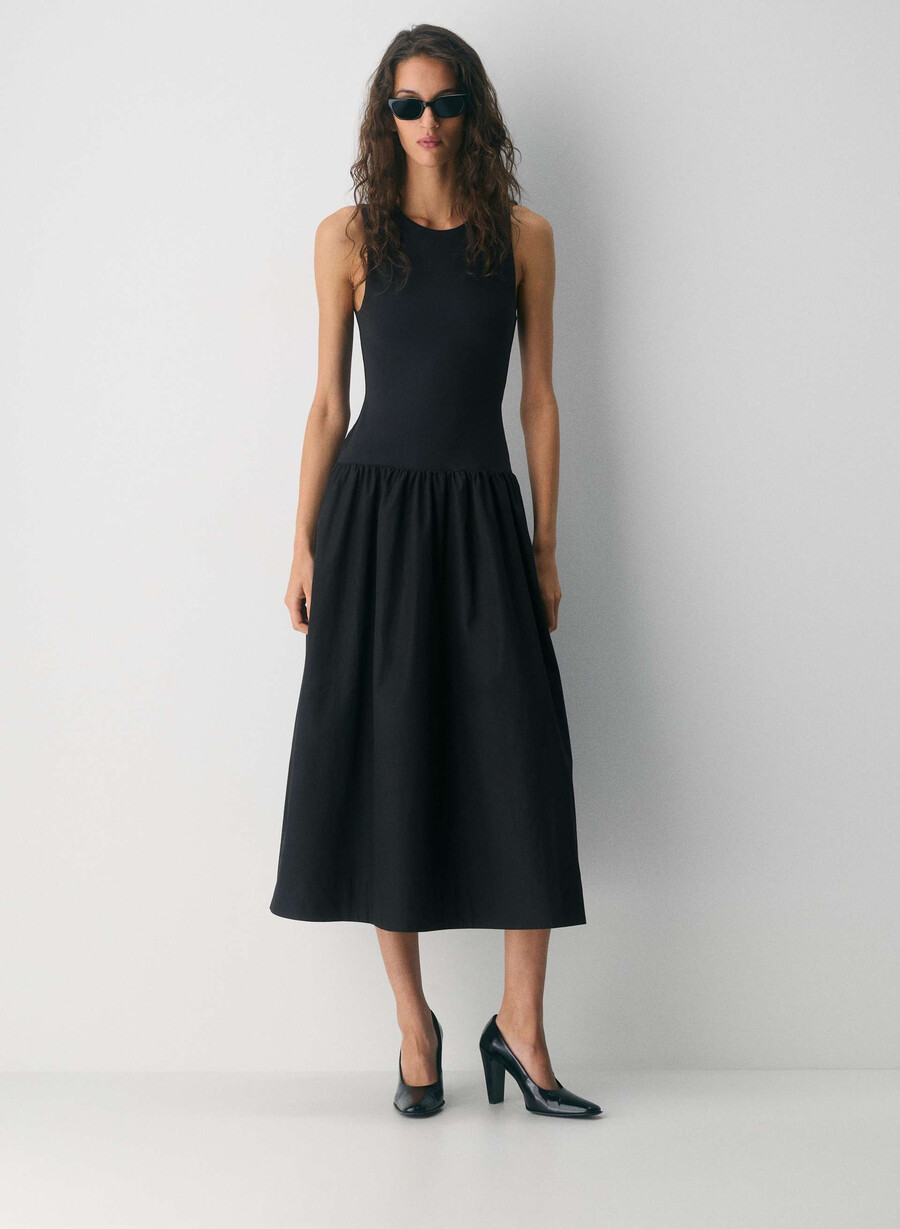 worldly poplin kjole svart