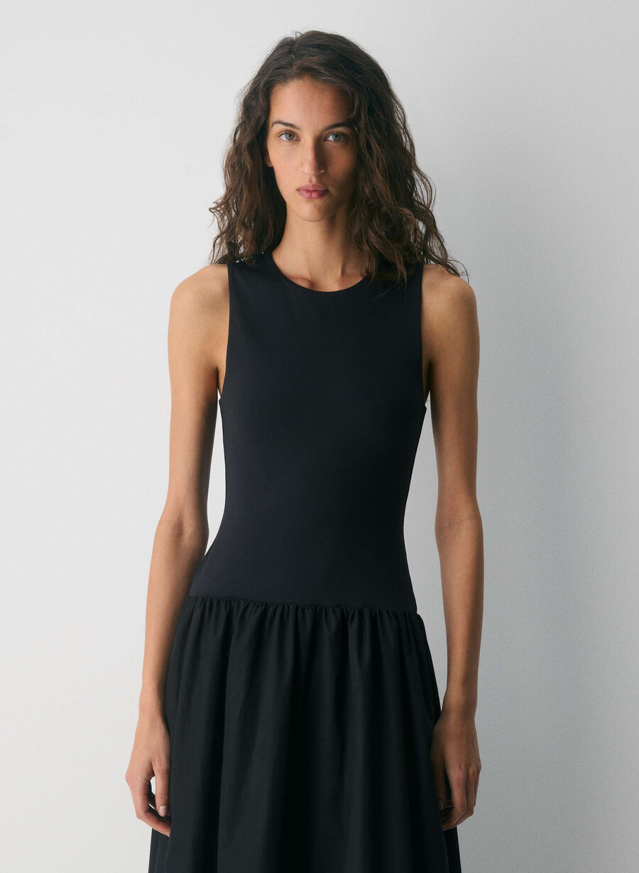 worldly poplin kjole svart