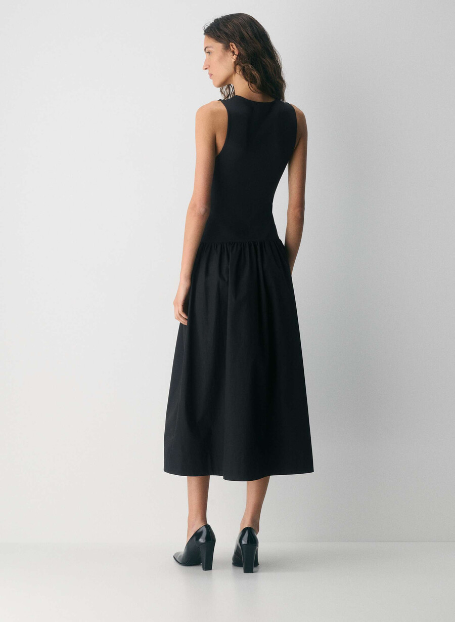 worldly poplin kjole svart