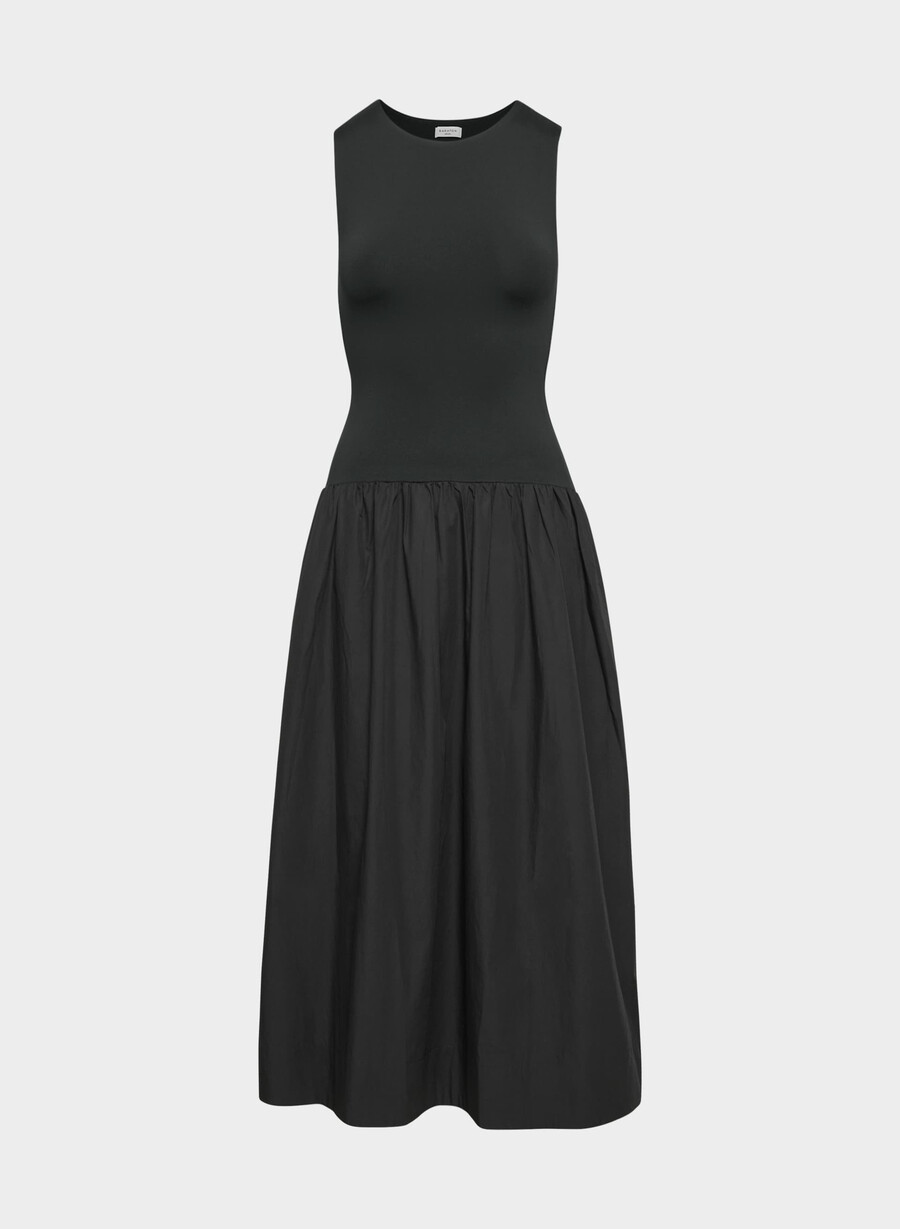 worldly poplin kjole svart