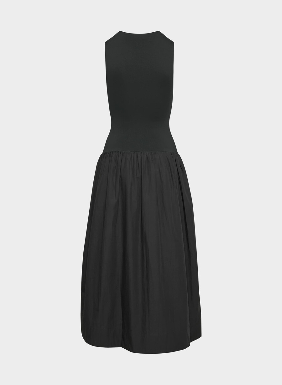 worldly poplin kjole svart