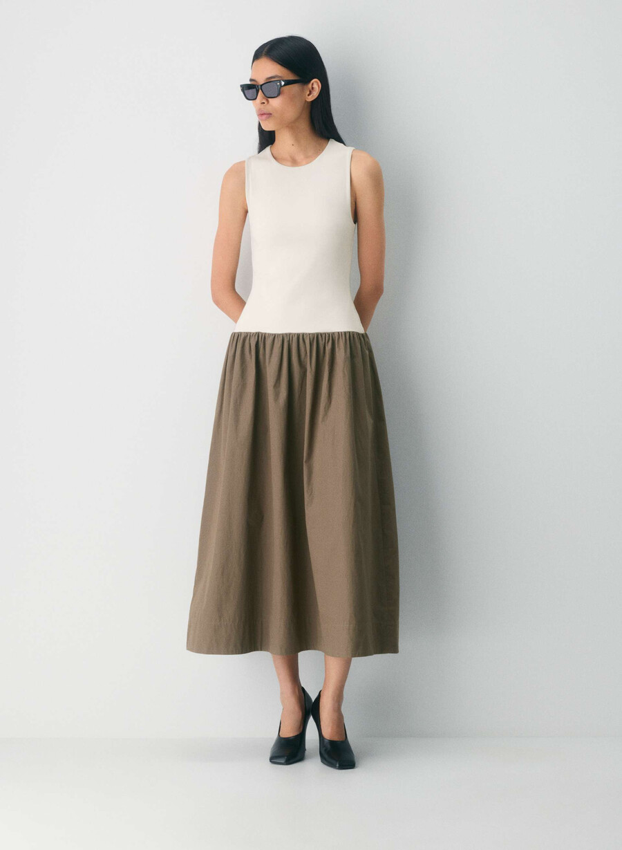 worldly poplin-kjole cola taupe lt birch