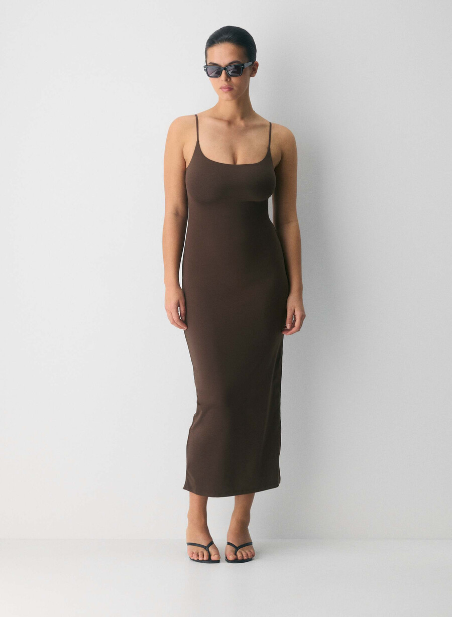 original contour summon maxi cami-kjole rik mokkabrun