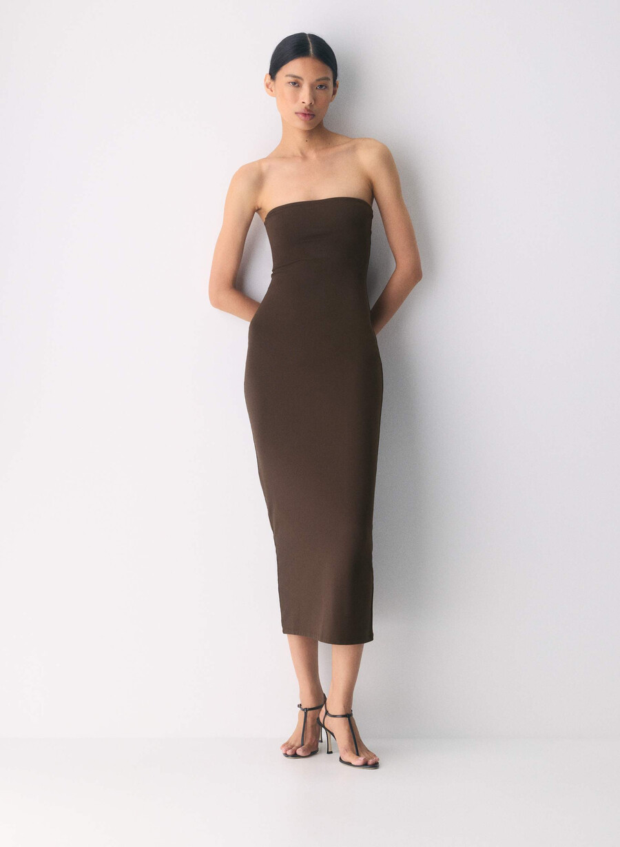 original contour enrapture maxi tube-kjole rik mokkabrun