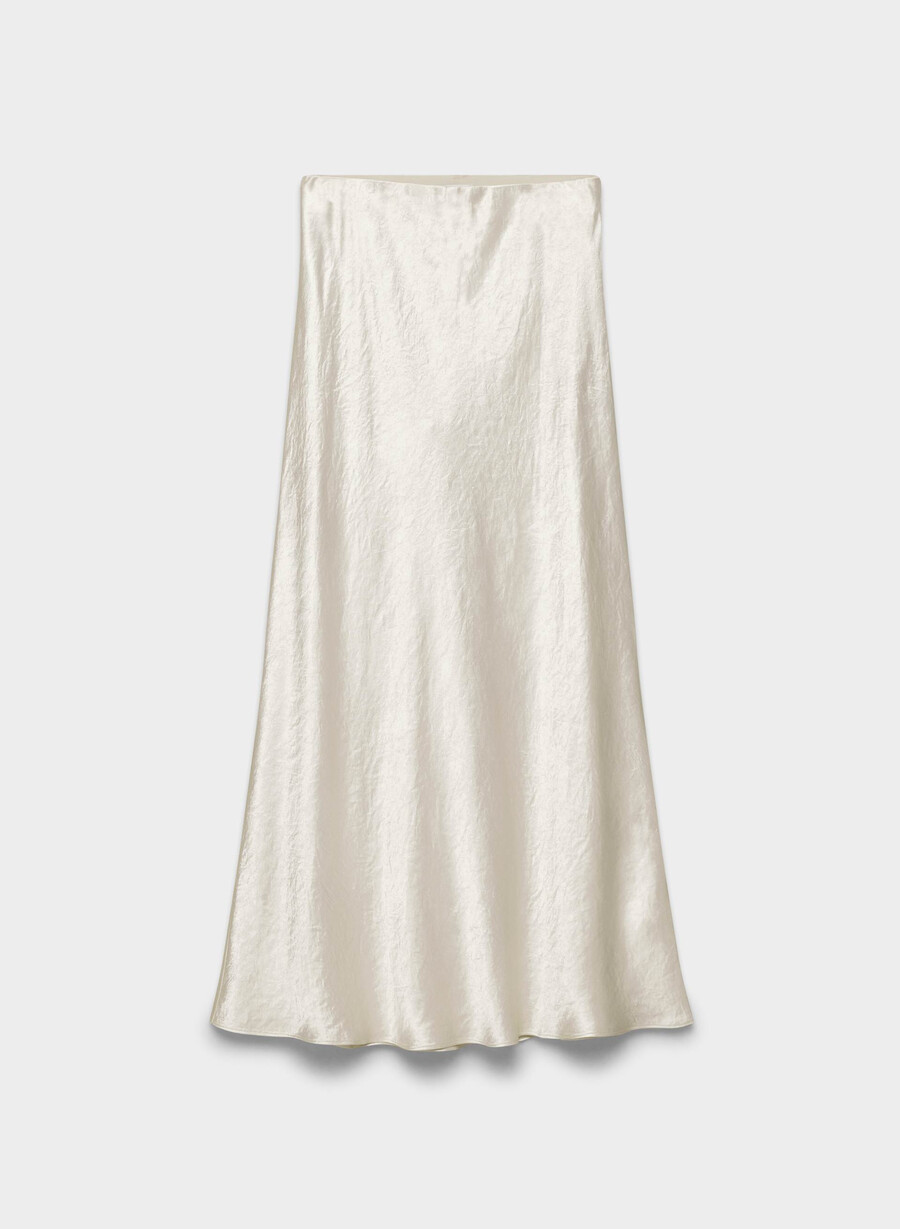 slip satin maxi skjørt matt perle