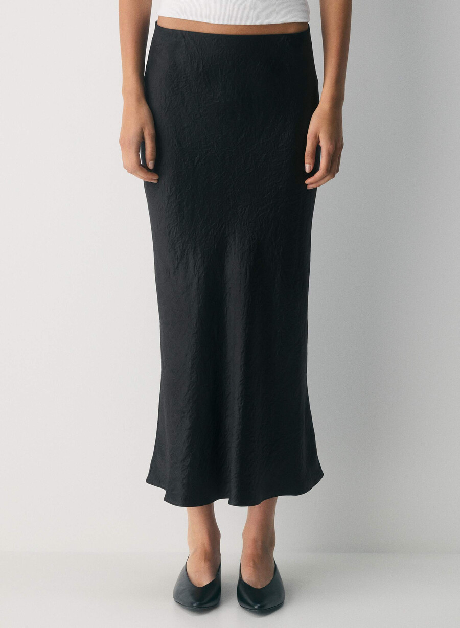 slip satin maxi skjørt matt perle