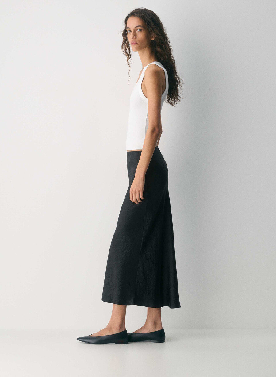 slip satin maxi skjørt matt perle