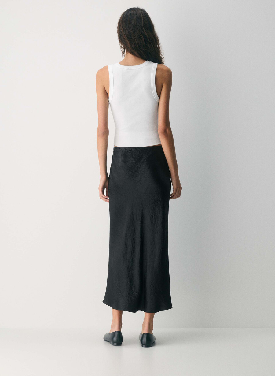 slip satin maxi skjørt matt perle