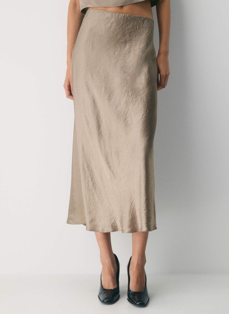 slip sateng maxiskjørt nomad taupe